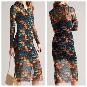 NWT TED BAKER 4 US 10 Bbethaa Floral Print Mesh Shirt Dress